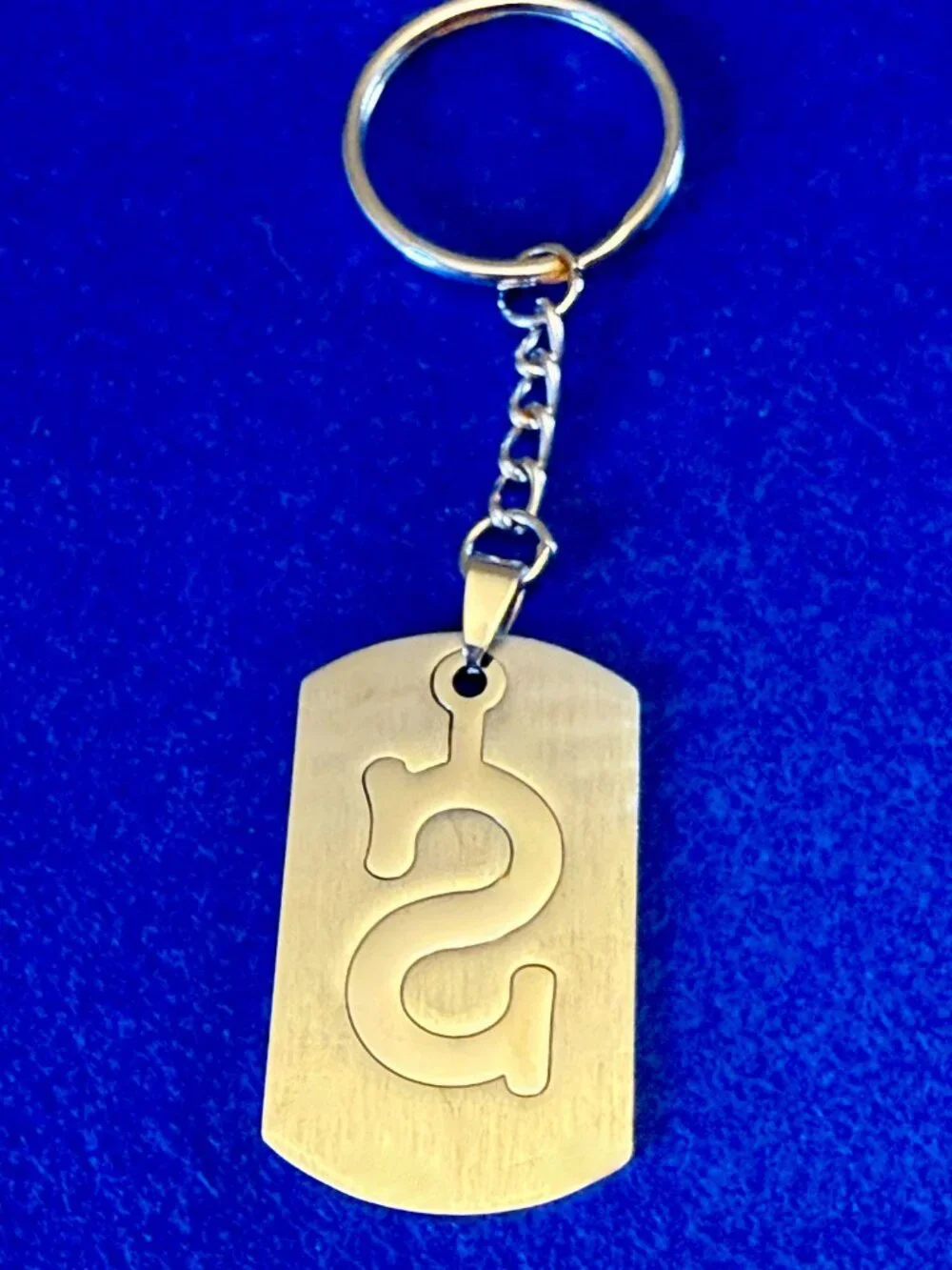 Letter S Initial Polished Aluminum Keychain Monogram Key Ring Silver Tone Unisex